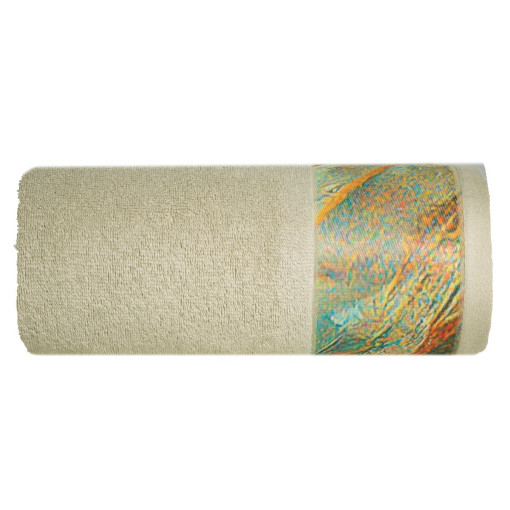 Ręcznik bawełniany oliwkowy z ozdobną bordiurą R185-03