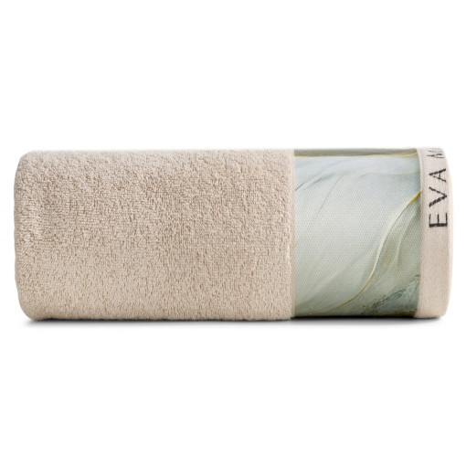 Ręcznik bawełniany beżowy z ozdobną bordiurą R186-01