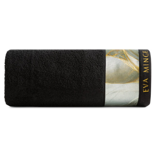 Ręcznik bawełniany czarny z ozdobną bordiurą R186-02