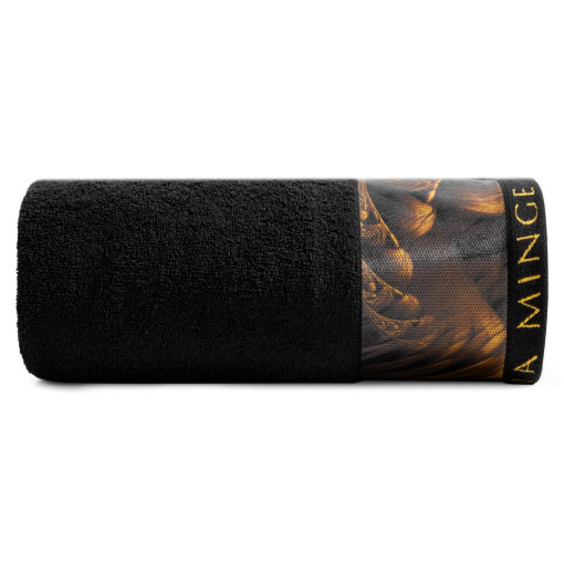 Ręcznik bawełniany czarny z ozdobną bordiurą R187-02