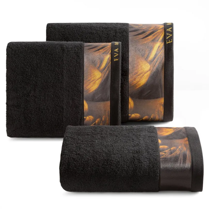 Ręcznik bawełniany czarny z ozdobną bordiurą R187-02