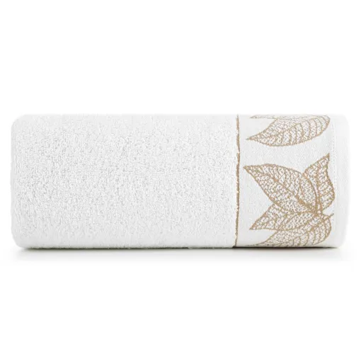 Ręcznik bawełniany z żakardową bordiurą w liście R191-01