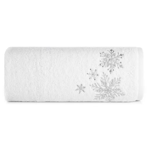 Ręcznik świąteczny z wyhaftowaną śnieżynką i dżetami R203-01