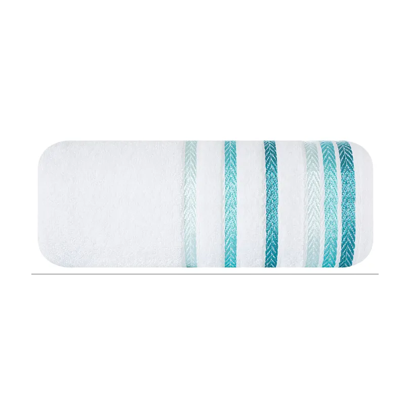 Ręcznik bawełniany biało-turkusowy R38