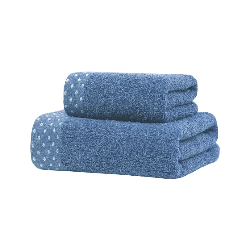 Ręcznik bawełniany niebieski z ozdobną bordiurą RGK-07