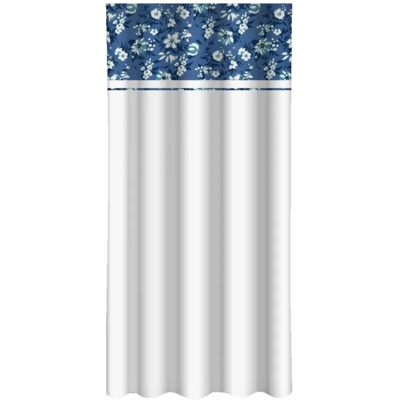 Zasłona z nadrukiem w białe i niebieskie kwiaty ZMO-004 Mariall