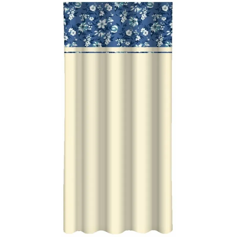 Zasłona z nadrukiem w białe i niebieskie kwiaty ZMO-005 Mariall