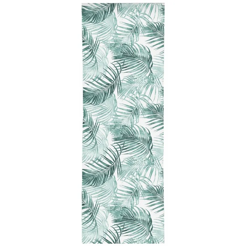 Zasłona panelowa z nadrukiem w turkusowe liście palmy ZPMD-078 Mariall