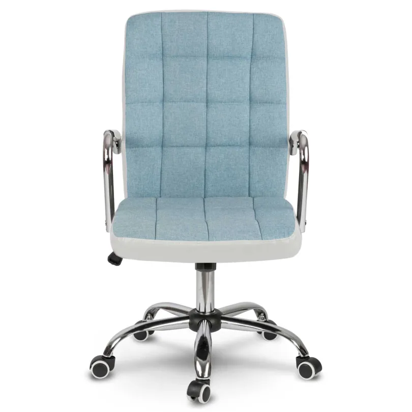 Fotel biurowy materiałowy Benton niebiesko-biały
