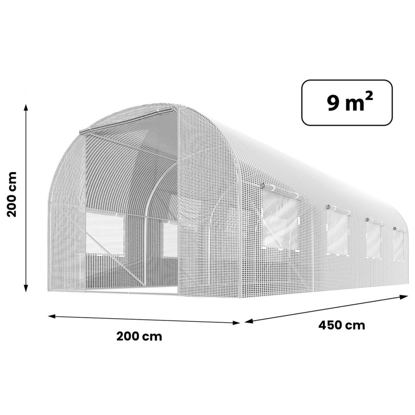 Tunel ogrodowy 2x4,5m (9m2) biały Plonos